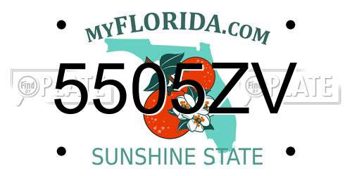 5505ZV Florida License Plate