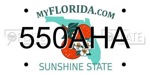 550AHA Florida License Plate