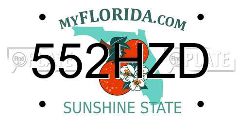 552HZD Florida License Plate