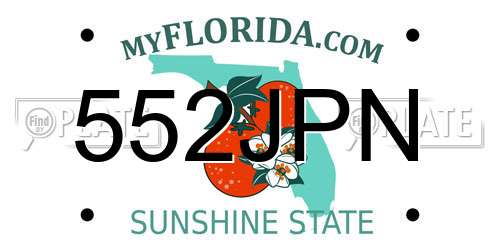 552JPN Florida License Plate
