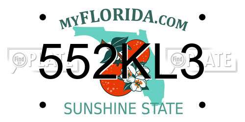 552KL3 Florida License Plate