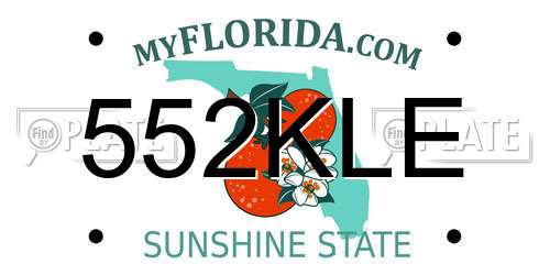 552KLE Florida License Plate