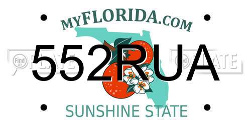 552RUA Florida License Plate