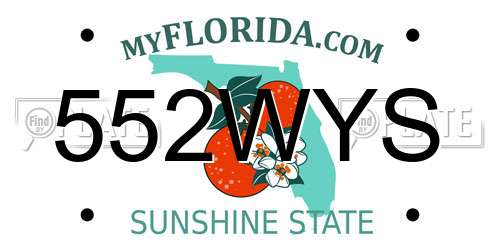 552WYS Florida License Plate