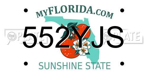 552YJS Florida License Plate
