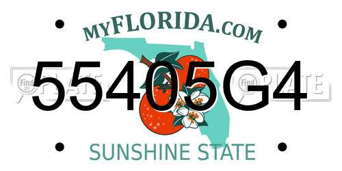 55405G4 Florida License Plate