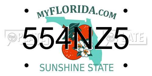 554NZ5 Florida License Plate