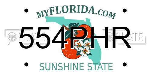 554PHR Florida License Plate