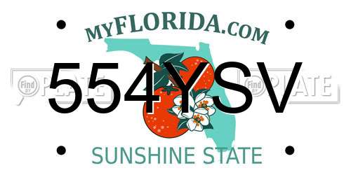 554YSV Florida License Plate
