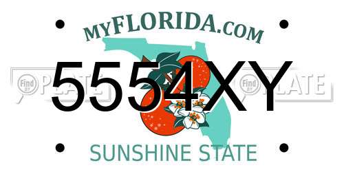 5554XY Florida License Plate
