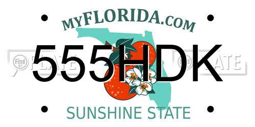 555HDK Florida License Plate