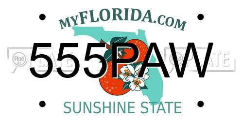 555PAW Florida License Plate