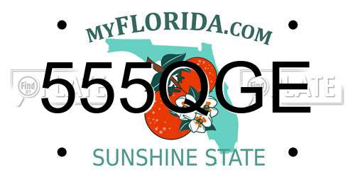 555QGE Florida License Plate