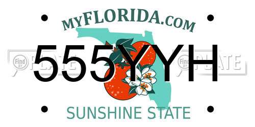 555YYH Florida License Plate