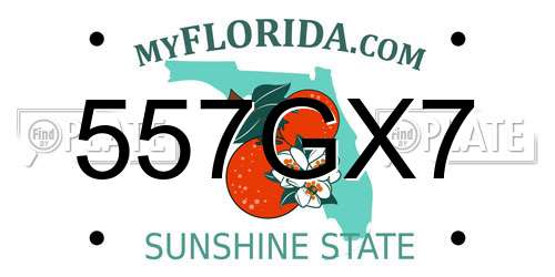 557GX7 Florida License Plate