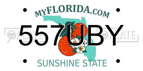 557UBY Florida License Plate