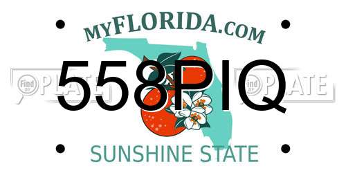 558PIQ Florida License Plate