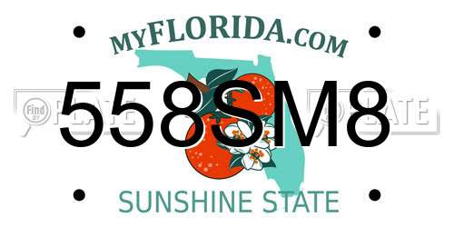 558SM8 Florida License Plate