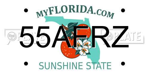 55AFRZ Florida License Plate