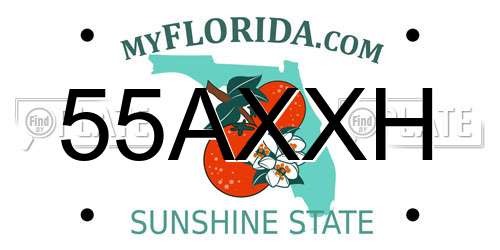 55AXXH Florida License Plate