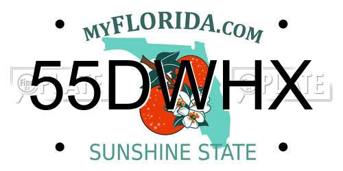 55DWHX Florida License Plate