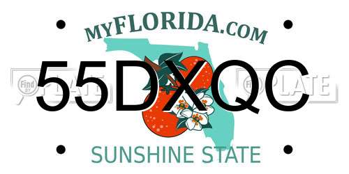 55DXQC Florida License Plate
