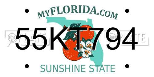 55KT794 Florida License Plate