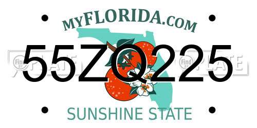 55ZQ225 Florida License Plate