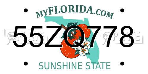 55ZQ778 Florida License Plate