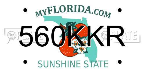 560KKR Florida License Plate