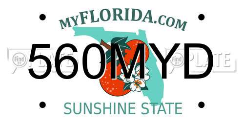 560MYD Florida License Plate