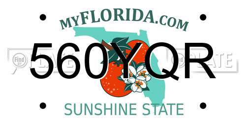 560YQR Florida License Plate