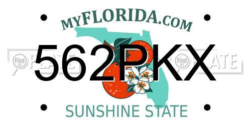 562PKX Florida License Plate
