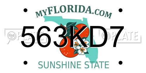 563KD7 Florida License Plate