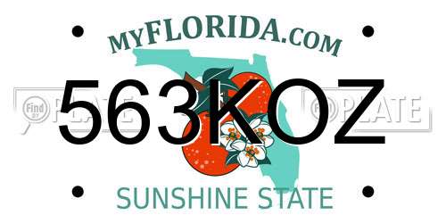 563KOZ Florida License Plate