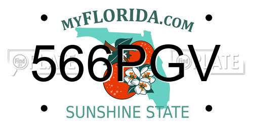 566PGV Florida License Plate