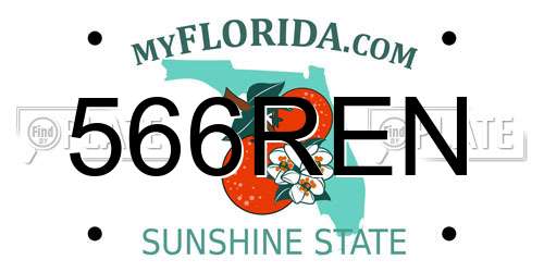 566REN Florida License Plate