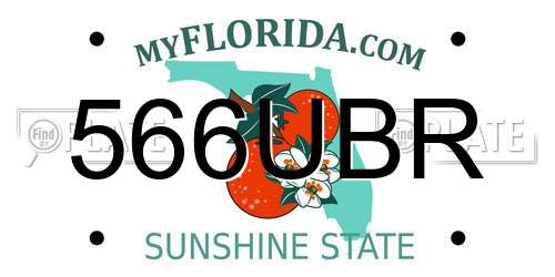 566UBR Florida License Plate
