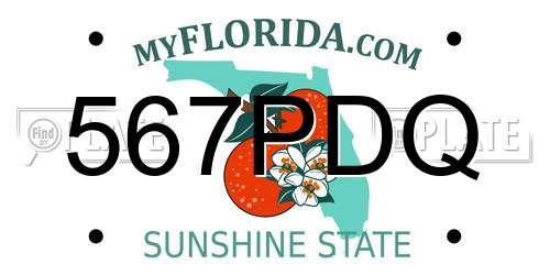 567PDQ Florida License Plate