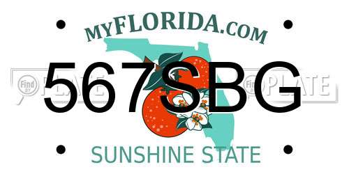567SBG Florida License Plate