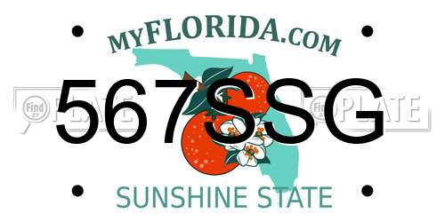 567SSG Florida License Plate