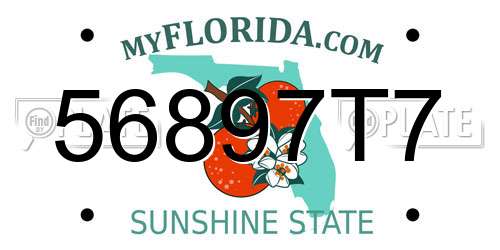 56897T7 Florida License Plate