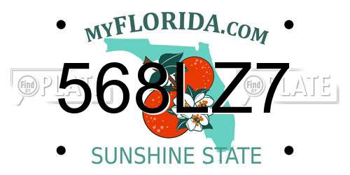 568LZ7 Florida License Plate