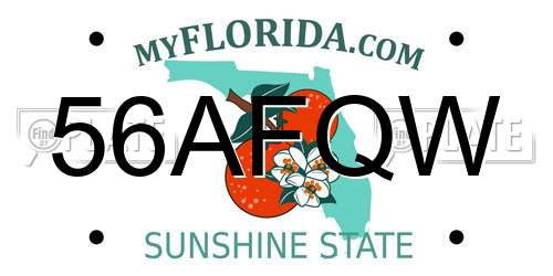 56AFQW Florida License Plate