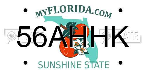 56AHHK Florida License Plate