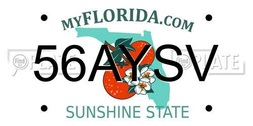 56AYSV Florida License Plate