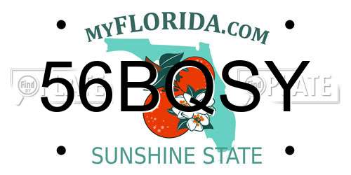 56BQSY Florida License Plate