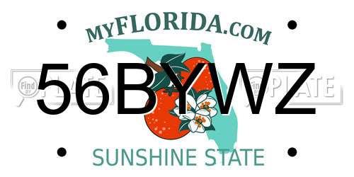 56BYWZ Florida License Plate