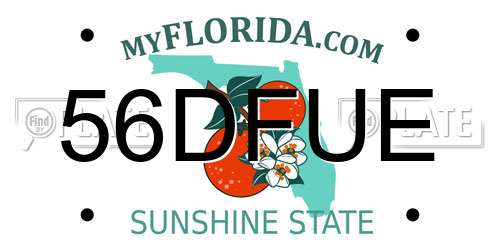 56DFUE Florida License Plate