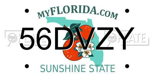 56DVZY Florida License Plate